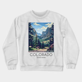 A Vintage Travel Illustration of the Rocky Mountain National Park - Colorado - US Crewneck Sweatshirt